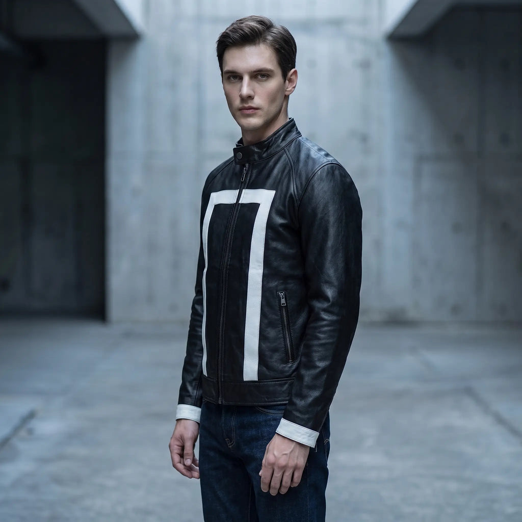Custom Tailored Men’s Ghost Rider Agent Of Shield Biker Genuine Leather Jacket