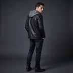 Leather Jacket Black Men’s-Hooded