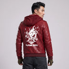 Custom Tailored CyberPunk 2077 Inspired Red Samurai Biker Genuine Leather Jacket