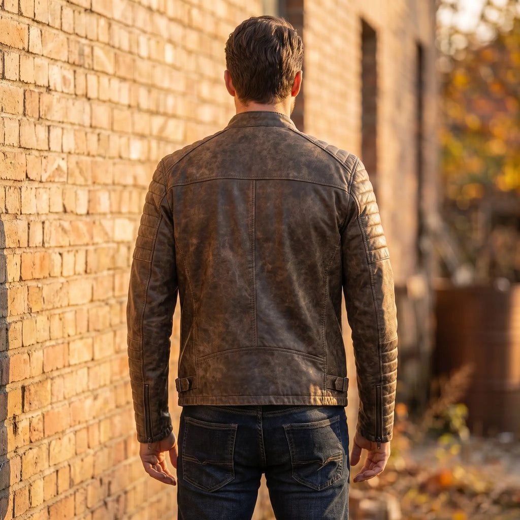 Custom Tailored Men’s Genuine SheepSkin Leather Casual Slim Fit Biker Jacket