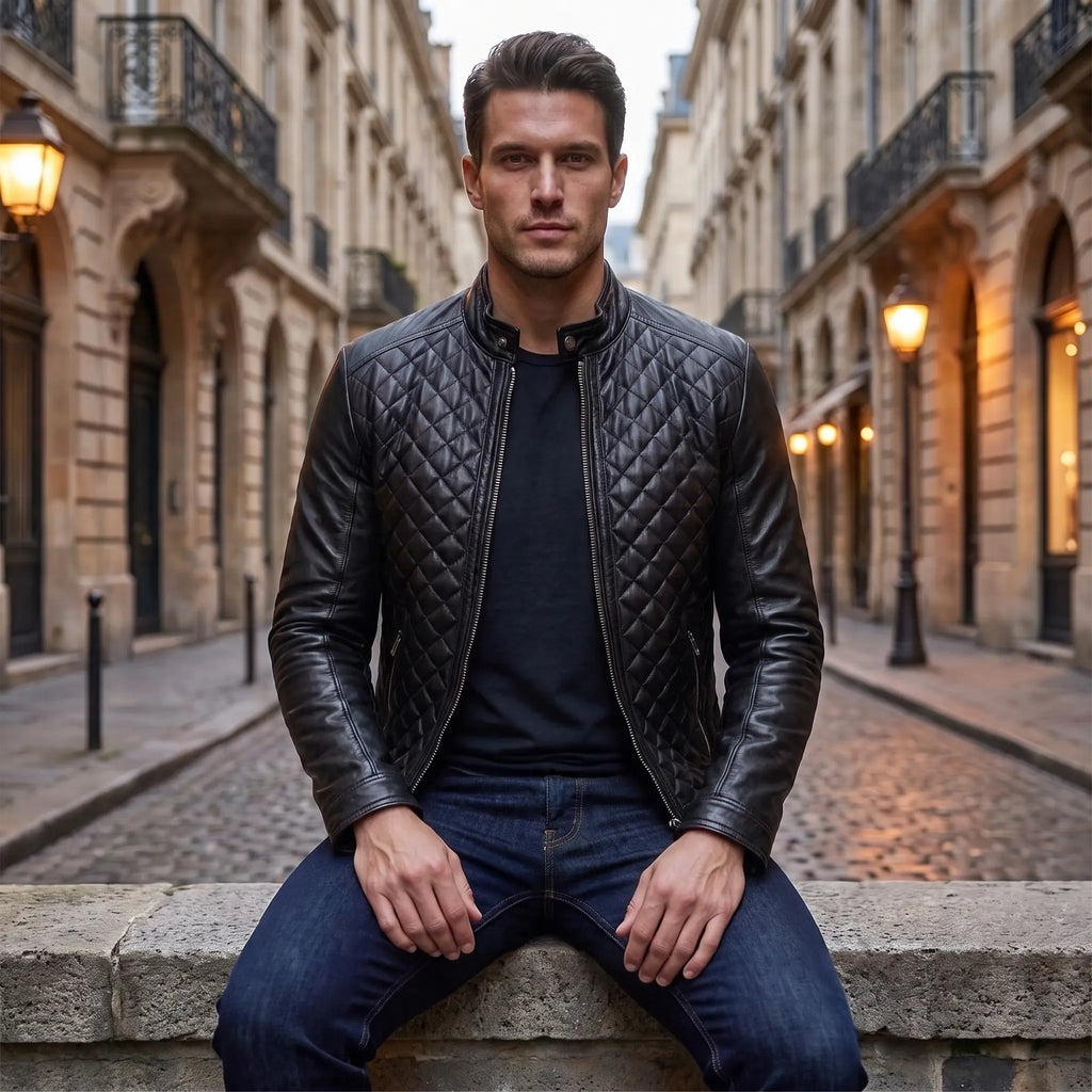 Custom Tailored Men’s Real Genuine Leather Biker Slim Fit Sleek Retro Jacket