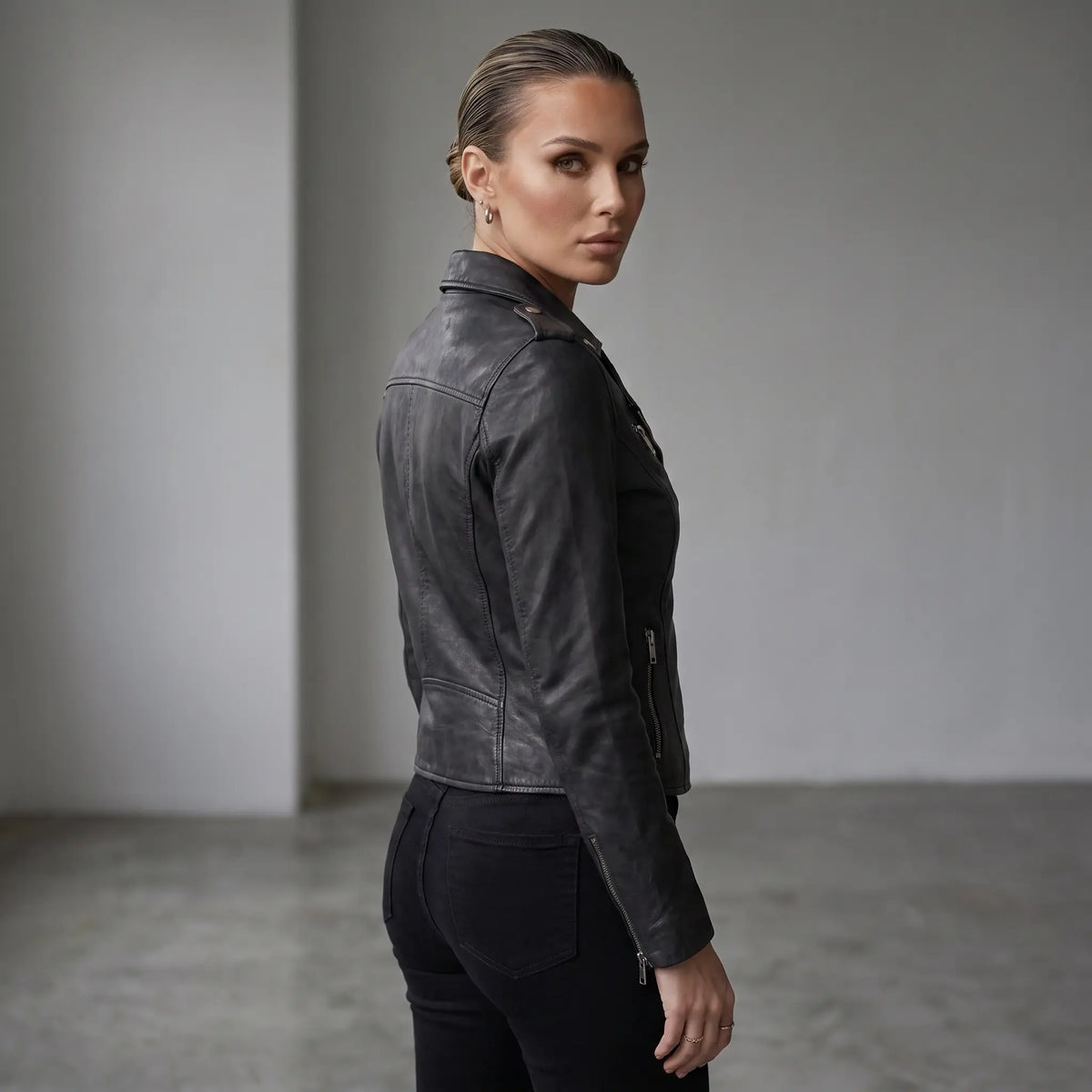 Genuine Motorcycle Leather Jacket-Women