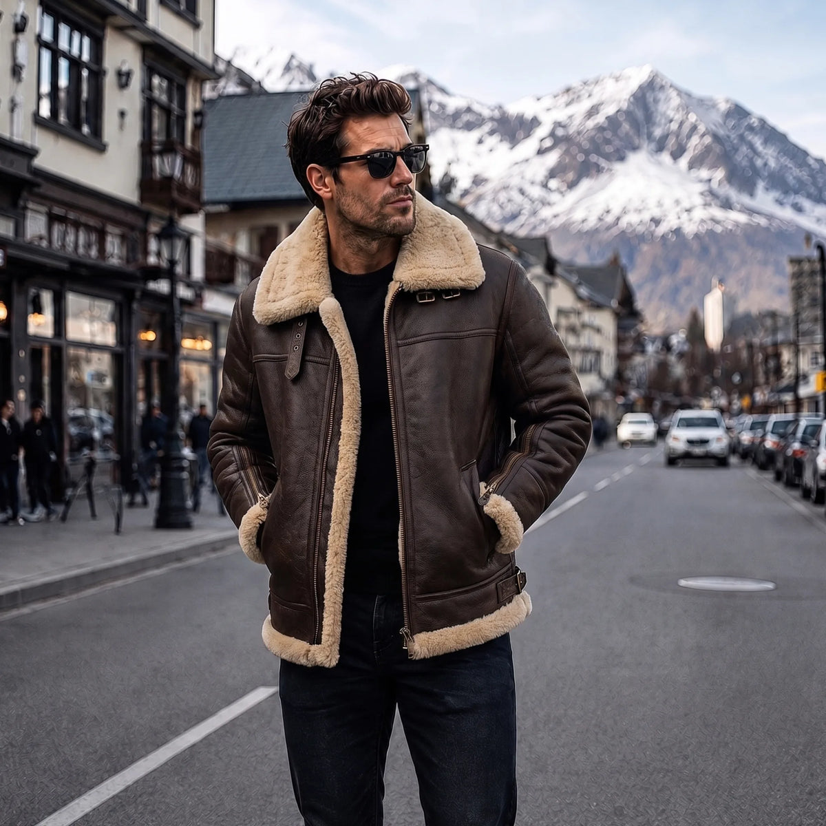 B3 RAF Aviator Pilot Men’s Sheepskin Shearling Jacket -Original Fur Jacket