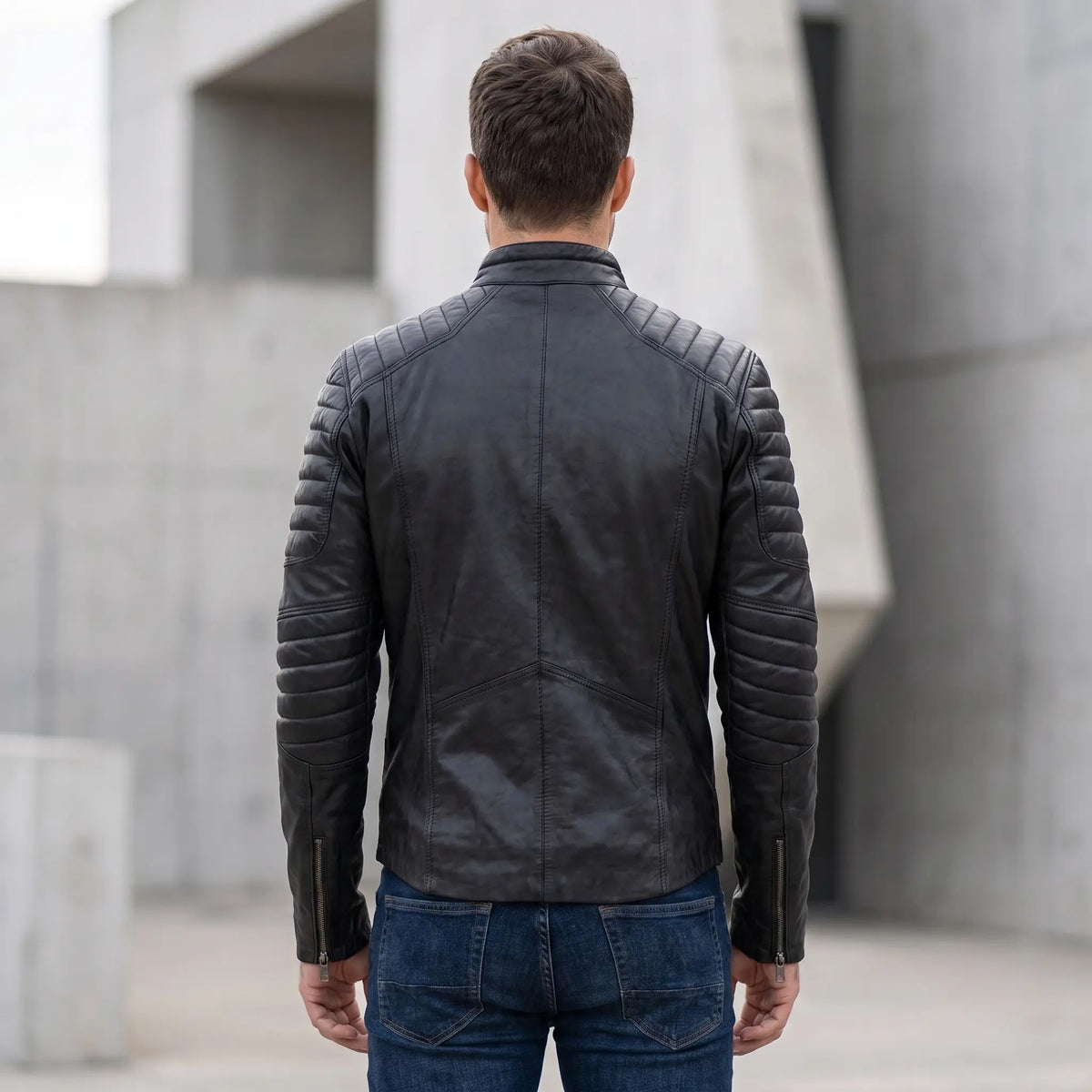 Custom Tailored Men’s Black Genuine Lambskin Motorcycle Superman Leather Jacket