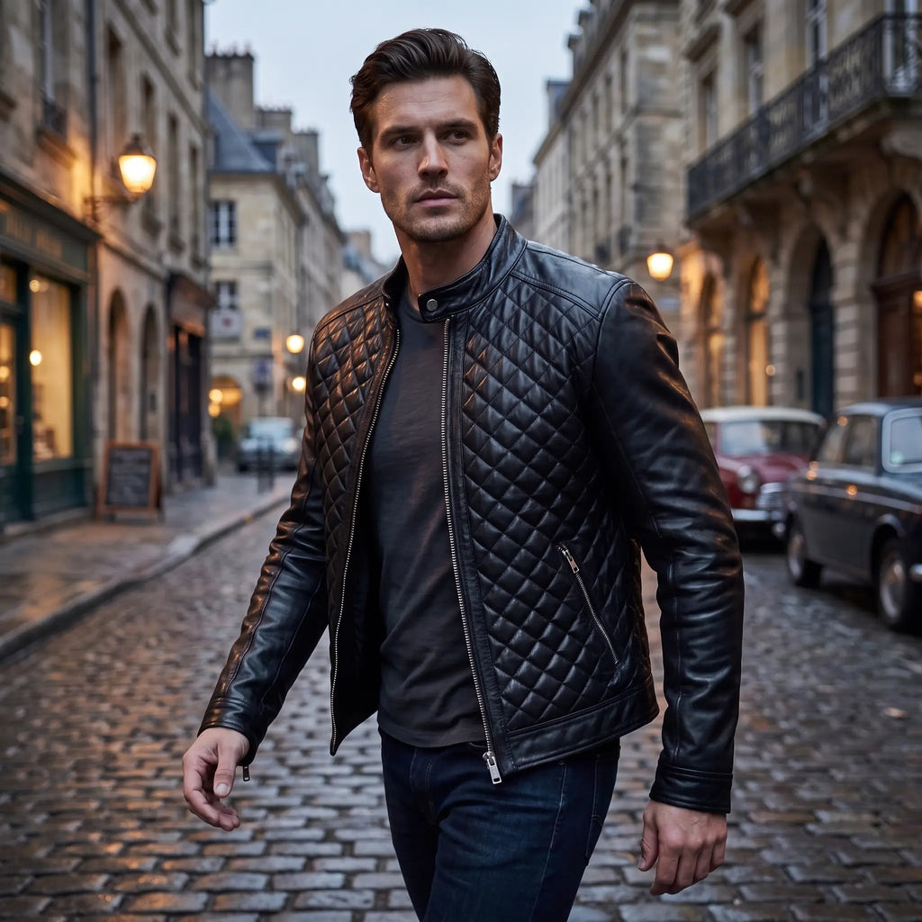 Custom Tailored Men’s Real Genuine Leather Biker Slim Fit Sleek Retro Jacket