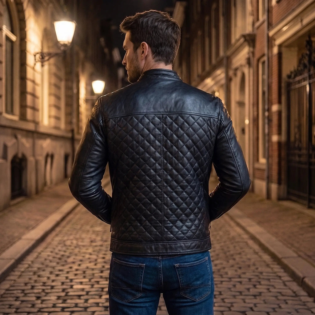 Custom Tailored Men’s Real Genuine Leather Biker Slim Fit Sleek Retro Jacket