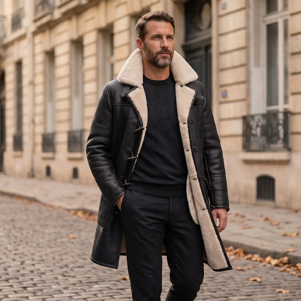 Custom Tailored B3 Men’s Genuine Distressed Sherpa Premium Leather Winter Coat