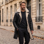 Custom Tailored B3 Men’s Genuine Distressed Sherpa Premium Leather Winter Coat