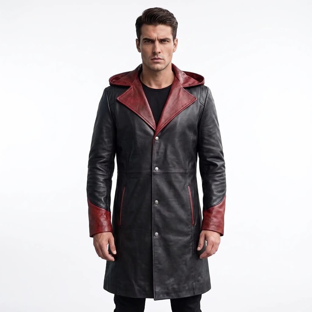 Custom Tailored Devil May Cry Dante Black Genuine Sheepskin Leather Coat