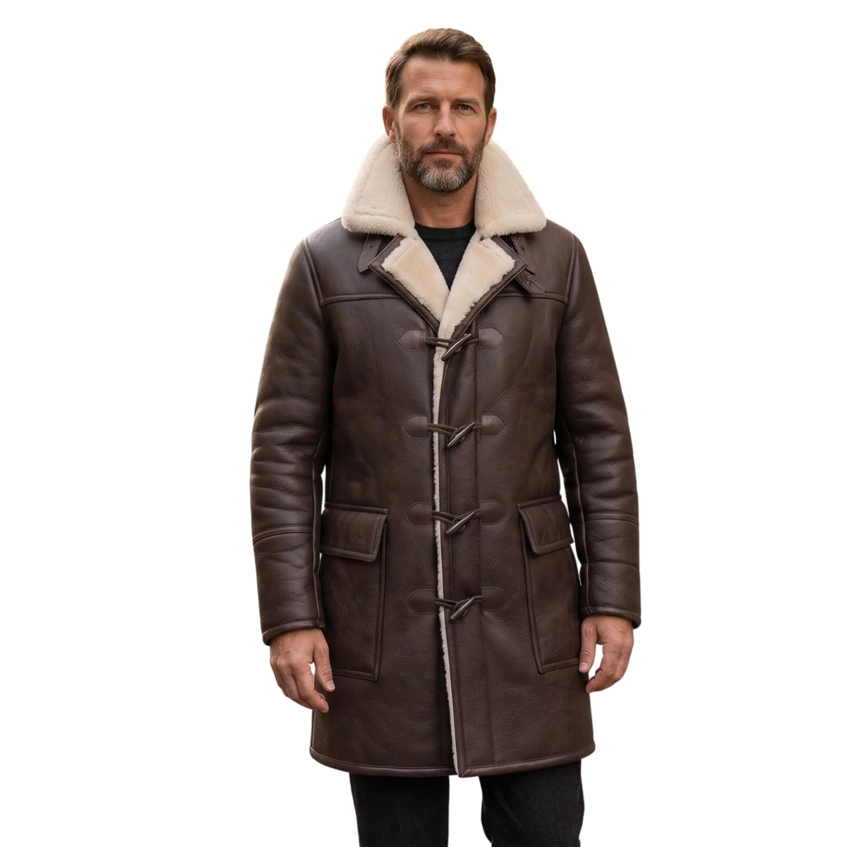 Custom Tailored B3 Men’s Genuine Distressed Sherpa Premium Leather Winter Coat