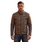 Custom Tailored Men’s Genuine SheepSkin Leather Casual Slim Fit Biker Jacket