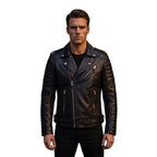 Men’s Black Leather Jacket – Motorcycle Jacket Men –Jacket Slim Fit Outwear