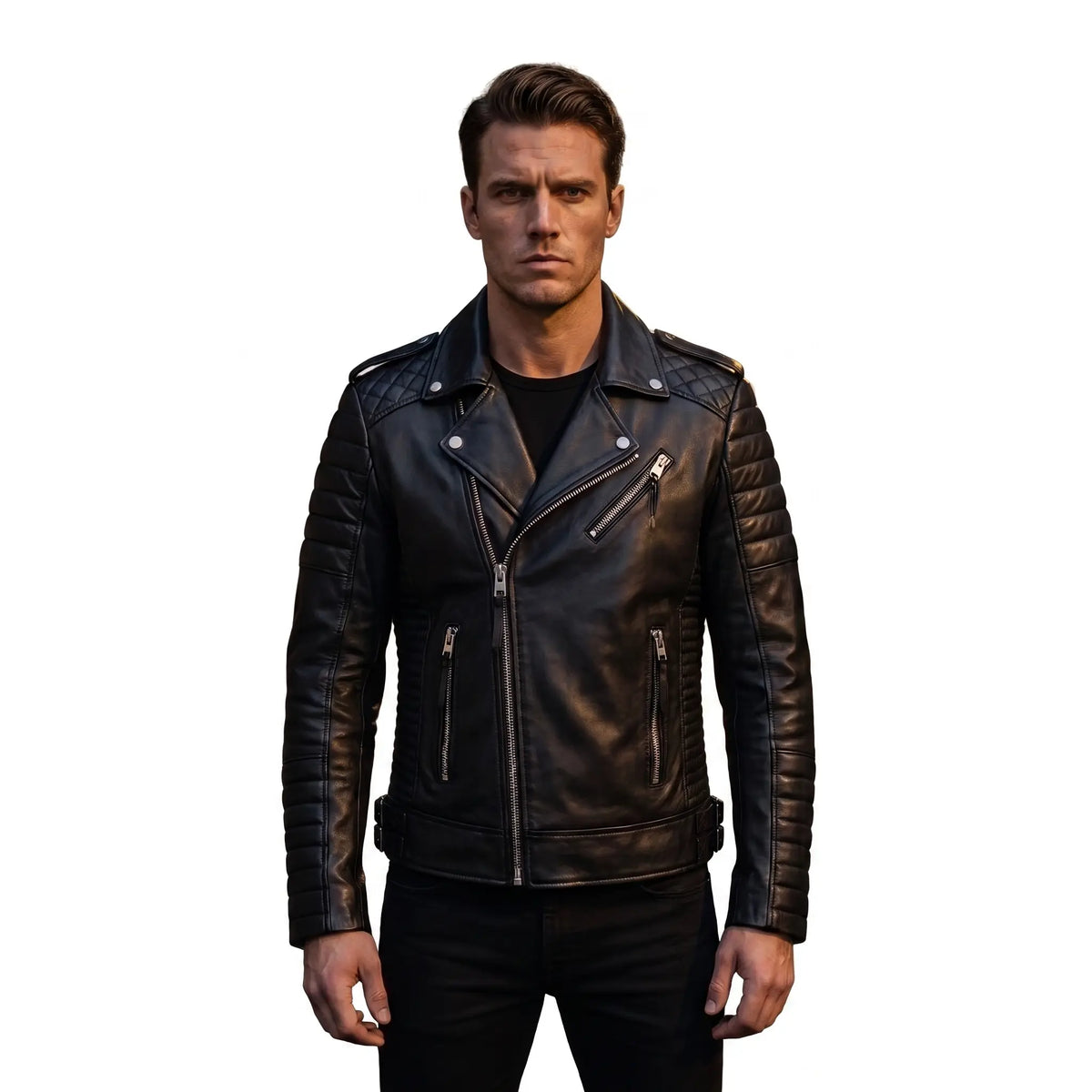 Men’s Black Leather Jacket – Motorcycle Jacket Men –Jacket Slim Fit Outwear