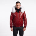 Custom Tailored Men’s Crocodile Embossed Fur Hooded Genuine Sheepskin Leather Jacket