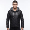 Leather Jacket Black Men’s-Hooded