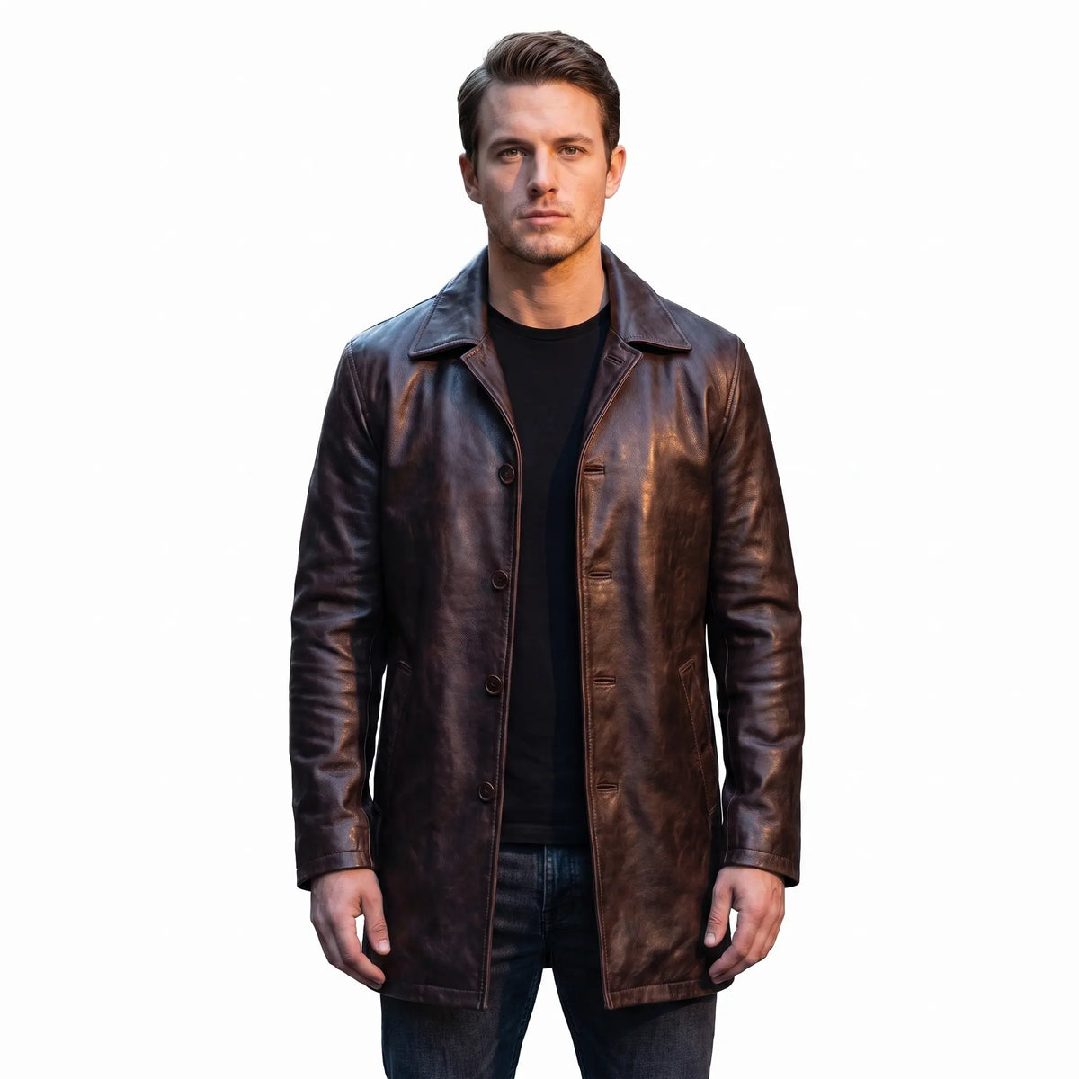 Custom Tailored Winchester Real Genuine Vintage Leather Men Coat Jacket