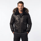 Custom Tailored Men’s Black Aviator Real Sheepskin Shearling Leather Jacket