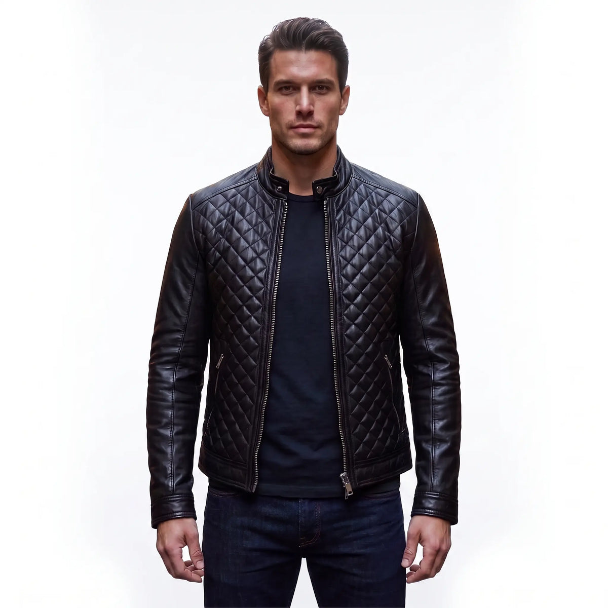 Custom Tailored Men’s Real Genuine Leather Biker Slim Fit Sleek Retro Jacket