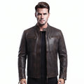 Real Leather Vintage Biker Jacket-Distressed Brown