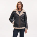 Custom Tailored Women’s Hooded Sheepskin B3 Flying Pilot Genuine Leather Jacket