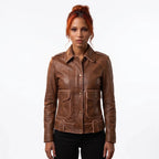 Custom Tailored Genuine Tanned Leather Biker Designer Ladies Jacket
