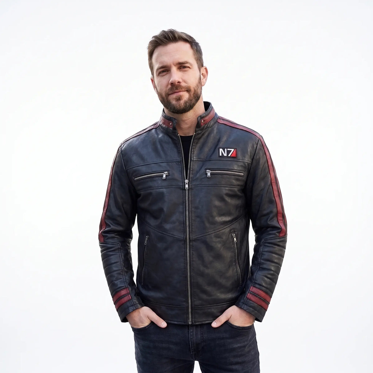 Custom Tailored Men’s Genuine Lambskin Leather Stylish Biker N7 Leather Jacket