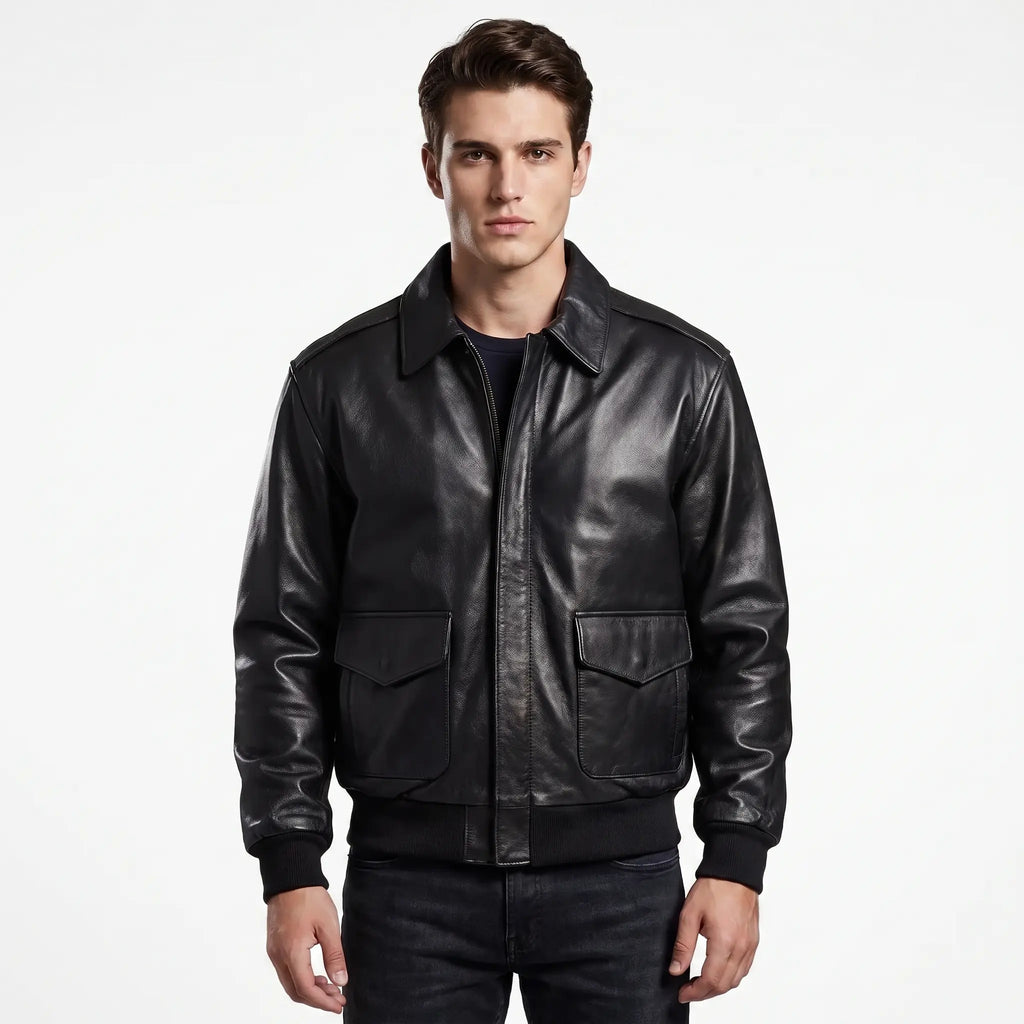 Bomber Motor Biker Real Sheepskin Leather Jacket
