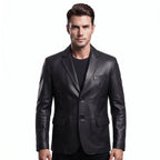 Custom Tailored Men’s Slim Fit Casual Genuine Sheepskin Leather Blazer