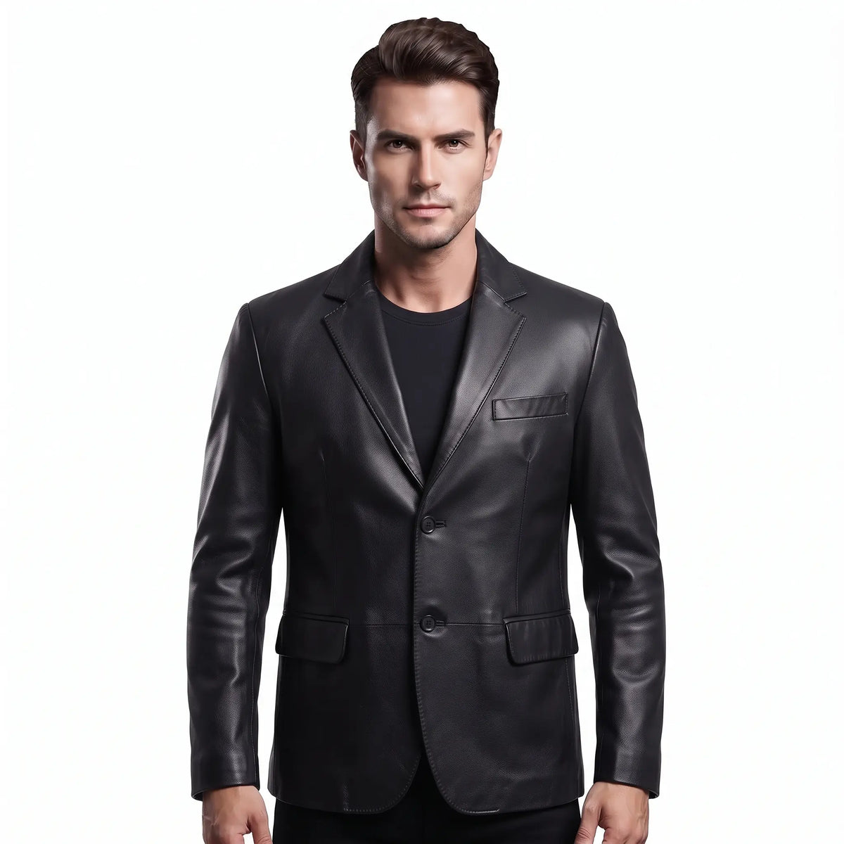 Custom Tailored Men’s Slim Fit Casual Genuine Sheepskin Leather Blazer