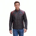 Custom Tailored Men’s Cafe Racer Biker Quilted Genuine Sheep Leather Jacket