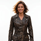 Women’s Custom Tailored Genuine Sheep Skin Leather Slim fit Biker Jacket