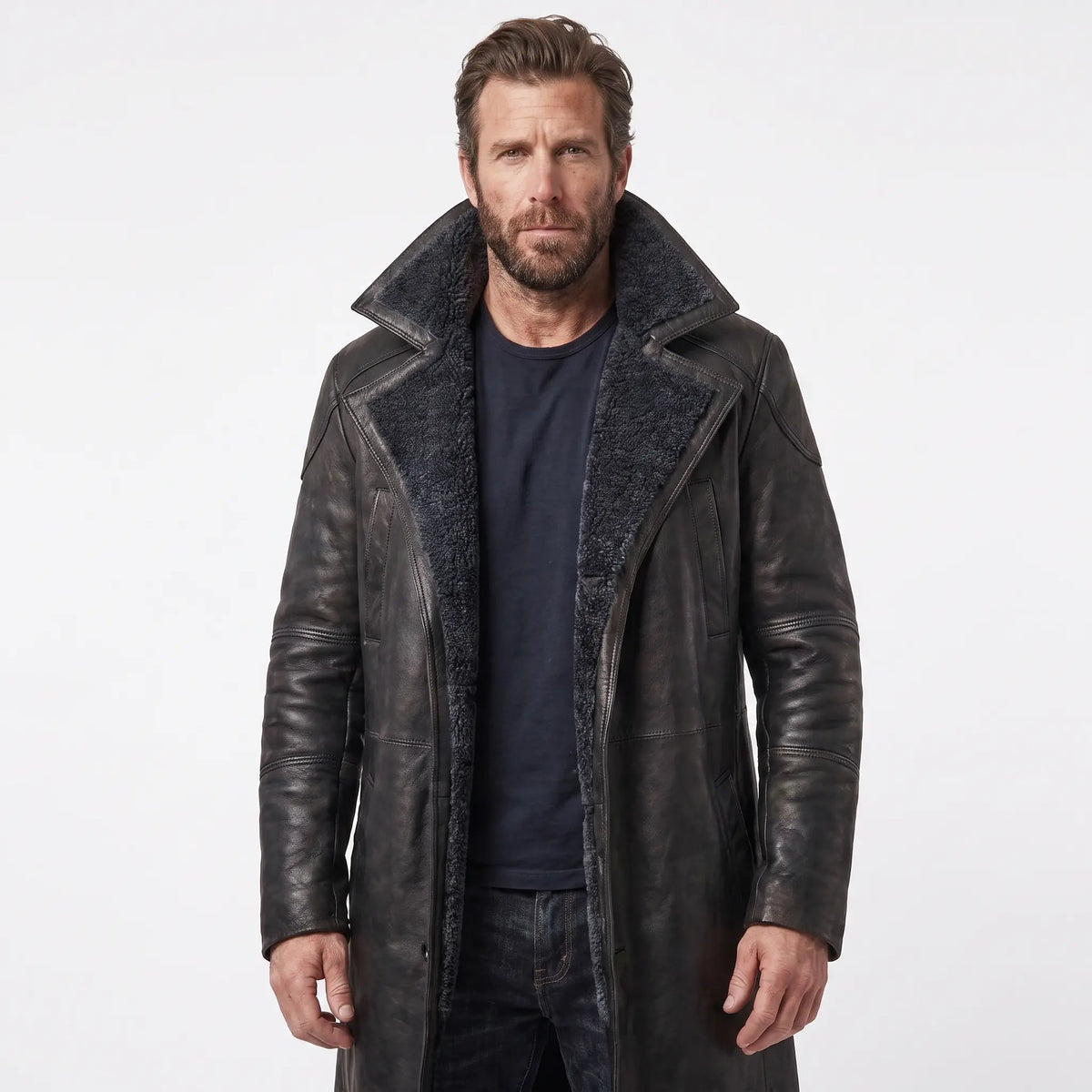 Custom Tailored Blade Runner 2049 Ryan Gosling Genuine Fur Collar Trench Coat