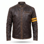 Custom Tailored Men’s Café Racer Genuine Sheepskin Leather Black Rub-off Jacket