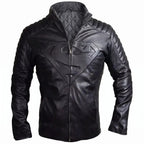 Custom Tailored Men’s Black Genuine Lambskin Motorcycle Superman Leather Jacket