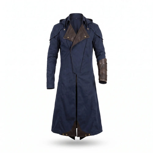 Custom Tailored Assassin’s Creed Unity Blue Denim Cloak coat