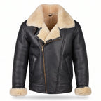 Men’s Sheepskin Shearling Fur Bomber B3/B17 Aviator Vintage Leather Biker Jacket