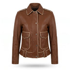 Custom Tailored Genuine Tanned Leather Biker Designer Ladies Jacket