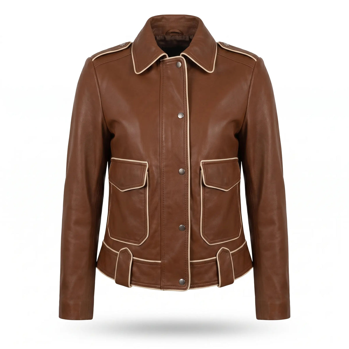 Custom Tailored Genuine Tanned Leather Biker Designer Ladies Jacket