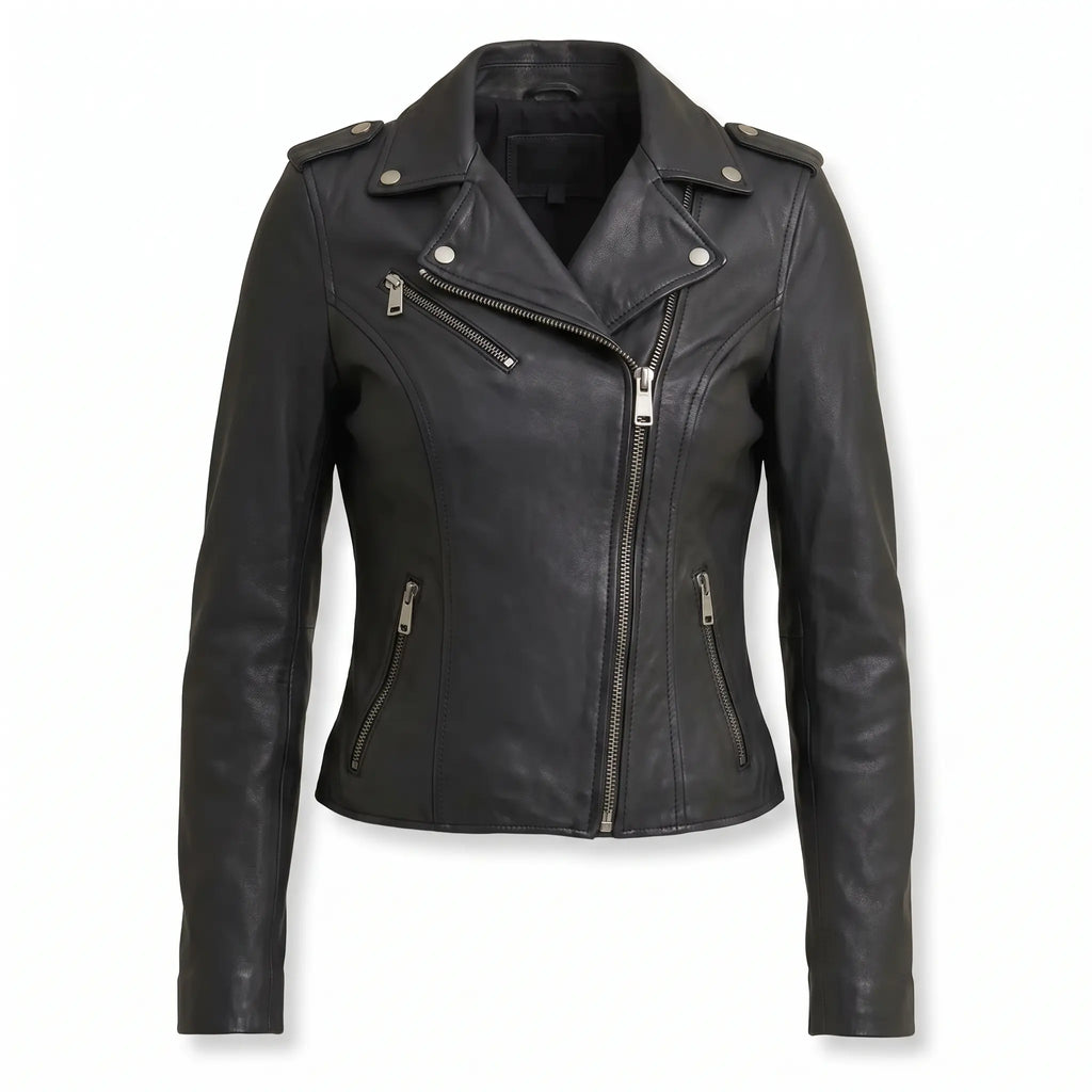 Genuine Motorcycle Leather Jacket-Women