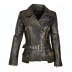 Women’s Custom Tailored Genuine Sheep Skin Leather Slim fit Biker Jacket