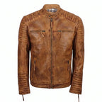 Custom Tailored Men’s Genuine Timber Antique Washed Vintage Biker Leather Jacket