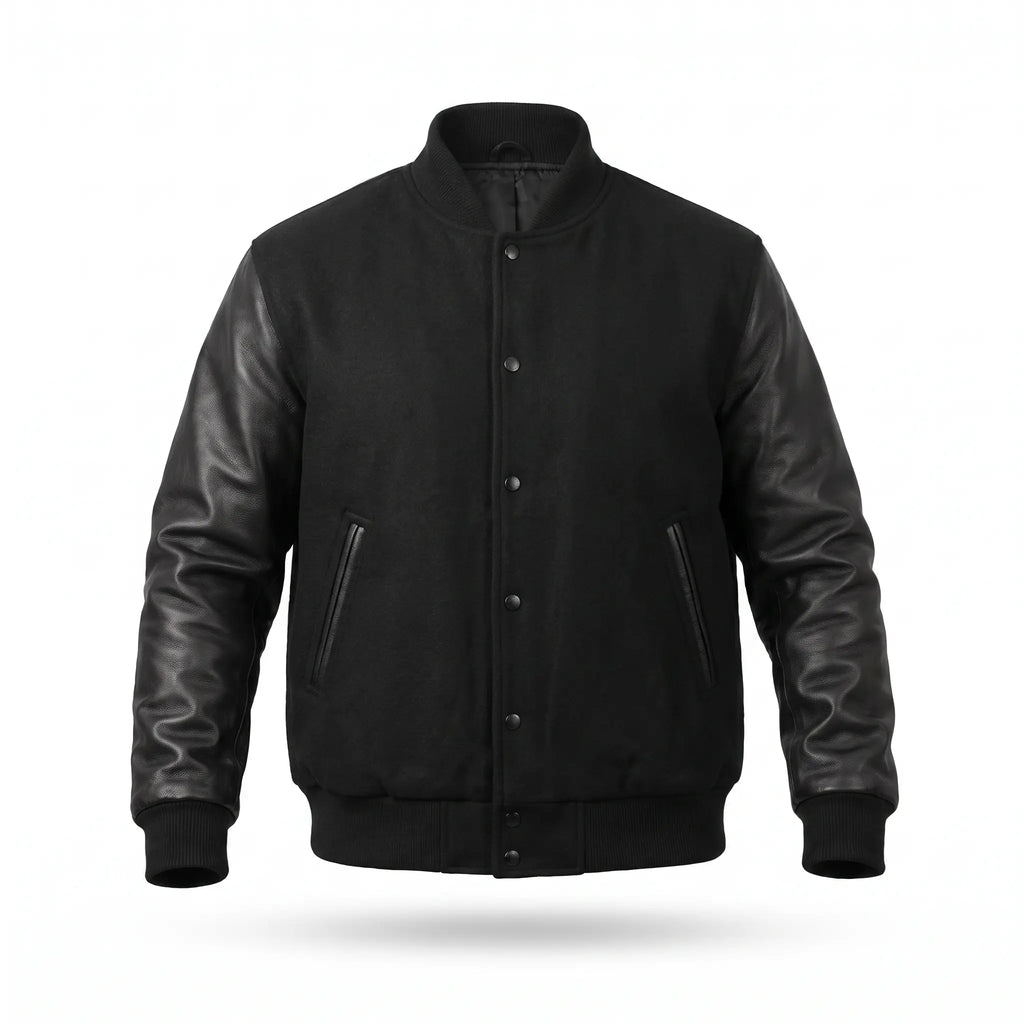 Custom Tailored Men’s Varsity Bomber Baseball Letterman Genuine Leather jacket