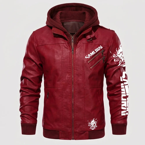 Custom Tailored CyberPunk 2077 Inspired Red Samurai Biker Genuine Leather Jacket