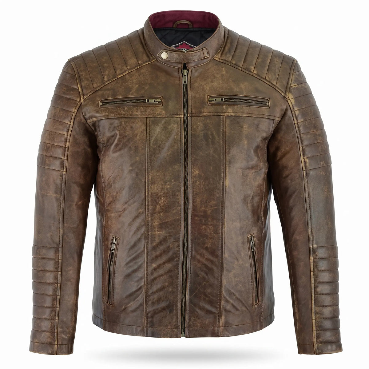 Custom Tailored Men’s Genuine SheepSkin Leather Casual Slim Fit Biker Jacket