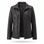 Genuine Leather Jacket Women-Plain-Skin Fitted