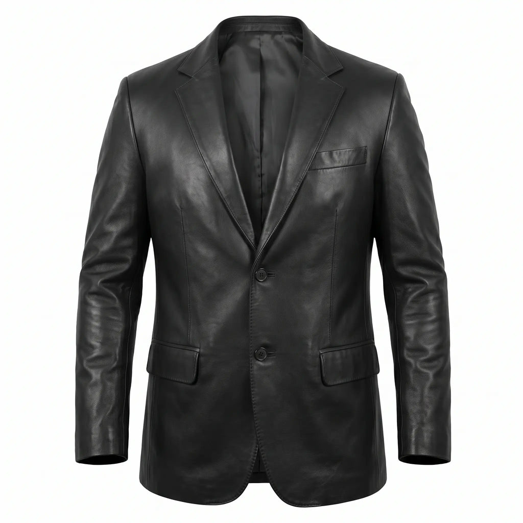 Custom Tailored Men’s Slim Fit Casual Genuine Sheepskin Leather Blazer