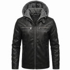 Leather Jacket Black Men’s-Hooded