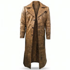 Men’s Custom Tailored Trench Coat Real Sheepskin Leather Duster Coat Men’s Wear