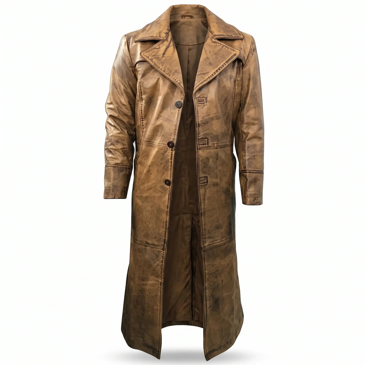 Men’s Custom Tailored Trench Coat Real Sheepskin Leather Duster Coat Men’s Wear