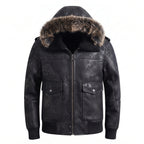 Custom Tailored Men’s Black Aviator Real Sheepskin Shearling Leather Jacket